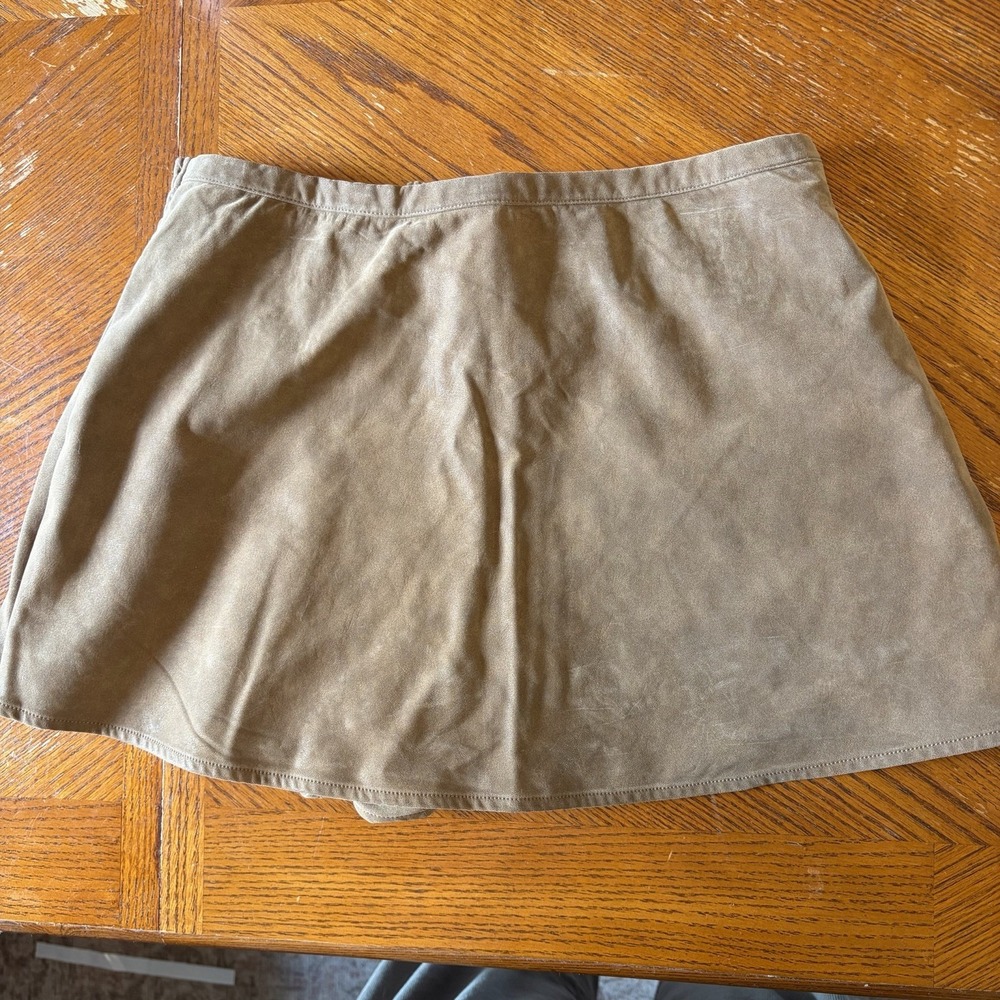 NWT Free People We The Free Paradise Found Suede Mini Skort Caramel Cafe Brown M